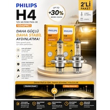 H4 Vision +30% Daha Fazla Işık Far Ampulü 2'li Set Gün Işığı Rengi Uzun Ömürlü