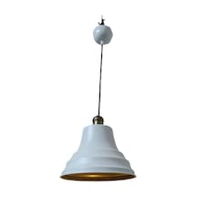 Dylight Retro Metal Eskitme Duylu Beyaz İçi Gold Tekli Sarkıt Avize Çap.27 Cm