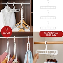 Porsima Org-250 3 Adet Çok Fonksiyonlu Dolap Içi Düzenleyici Organizer Sihirli Askı Tişört Gömlek Elbise Askısı Beyaz
