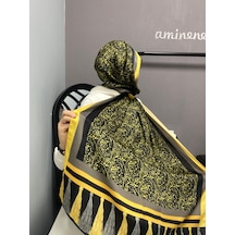 Aminenesil Cardion Premium Etnik Desen Şal Sarı Siyah Renk