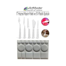Plastik 17 Hazneli Resim Paleti Ve 5 Li Plastik Spatula Seti 1 Paket Sanatsal Ressam Paleti Plastik Palet Bıçağı