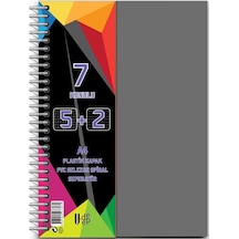 5+2 Ayraçlı Defter 7 Konulu 175 Yaprak 1 Adet 5 Kareli 2 Çizgili Spralli Plastik Kapak Seperatörlü Gri
