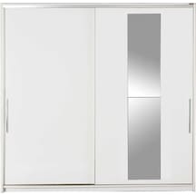 Elit Plus Aynalı Sürgülü Gardırop - Beyaz