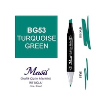 Çift Uçlu Marker Grafik Çizim Kalemi 53 Turkuaz Yeşil