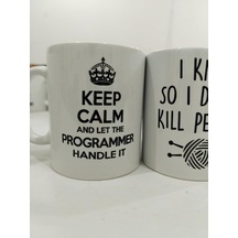 Keep Calm Programmer Kupa - Yazılımcı Komik Seramik Bardak Teknoloji Hediyesi 325ml Beyaz - Çok Renkli