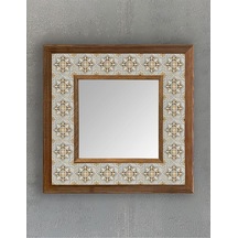 Oscar Stone Decor Masif Çerçeveli Mozaik Taş Mermer Ayna 33x33 Cm Seramik Desenli Sarı Ayna Ayn-109 Diğer