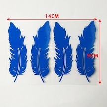 Mavi Renk Tüy Araba Sticker Yapıştırma 4 Adet
