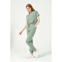 Çağla Yeşili Likralı Scrubs Jogger Paça Doktor Hemşire Forması Yarasa Kol Takım Unisex