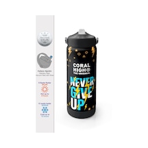 Coral High Siyah Never Give Up Desenli Katlanır Ağızlıklı Çelik Termos 650 Ml 38320 Siyah
