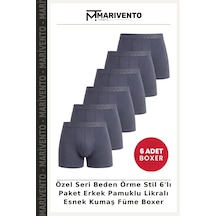 Marivento Özel Seri Beden Örme Stil 6'lı Paket Erkek Pamuklu Likralı Esnek Kumaş Füme Boxer