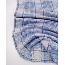 Açık Mavi Somon Koyu Mavi Ekoseli Jakarlı İnterlok Kumaş Yumuşacık Esnek Hırkalık & Kazaklık 150x300cm-12196