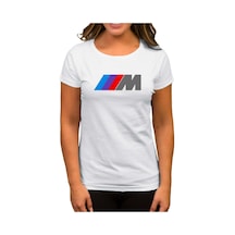BMW M Power Logo Beyaz Kadın Tişört Beyaz