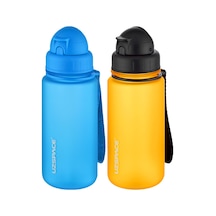 Uzspace 2'li Pipetli Tritan Matara Seti 400 Ml Fiftyfifty -3024seta Mavi - Turuncu