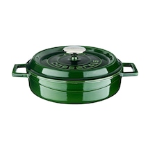 Lava Döküm Çok Amaçlı Yayvan Tencere (Ø)24 cm. Majolica Yeşil