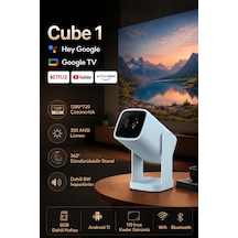 Wanbo Cube1 Projeksiyon Cihazı-dahili Android Tv 11.0 Widevine L1 Sertifikalı & 8w Hoparlör - Açık Mavi