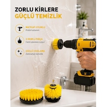 Mey İthalat 3 Lü Matkap Ucu Fırça Seti Derinlemesine Temizlik, Tüm Yüzeylerle Uyumlu Yeni Nesil
