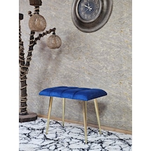 Zafir Gold Sivriltme Ayaklı 60 Cm Puf Bench - Puf - Bench - Oturak - Mutfak Oturağı - Antre Oturağı Mavi