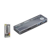 İetop Tuh353 Type-c 3.1 Gen1 Combo Hub Pd Hdmı 4k 5 Port 5 Gbps Alüminyum Gri