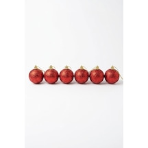 Kırmızı Simli Strafor Yılbaşı Ağacı Topu 6 Cm 6'lı Set