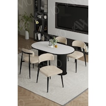 Avvio Egos Bohem Ayak Siyah Polo Sandalye 80x140 Mutfak Masa Sandalye Takımı Beyaz