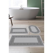 Dekoreko Kaymaz Taban Djt 3 Lü Banyo Paspas Takımı Trend Karışık Modern 608m gri