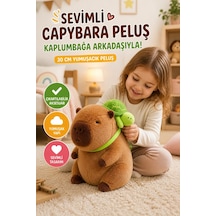 Kahverengi Capybara Peluş Oyuncak 30 Cm Sırtında Çıkartılabilir Kaplumbağa Aksesuarlı Sevimli Peluş Diğer