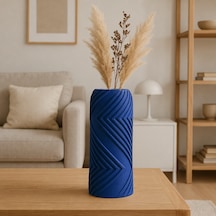 3d Baskı Vector Vazo - Geometrik Çizgili Dekoratif Vazo-mavi Çok Renkli