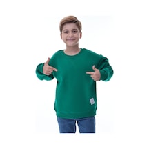 Erkek Çocuk Sweatshirt %100 Pamuk Rahat Kalıp 5-10 Yaş Yeşil