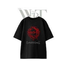 Thewert Evanescence Logo Tasarım Baskılı Ünisex Siyah Oversize T-shirt