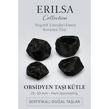 Sertifikalı Obsidyen Taşı Kütle 25-30 Mm Ham İşlenmemiş - Doğal K