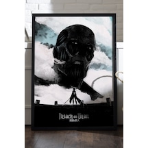 Attack On Titan Siyah Ahşap Çerçeveli Poster, Anime Duvar Tablosu