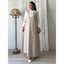 Bej Rengi Tüvit A-kesim Jile Elbise Bej Rengi Tüvit A-kesim Jile Elbise