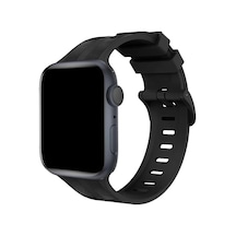 Apple Watch 38mm Uyumlu Kr408 Çizgili Silikon Kordon - Siyah