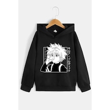 Uyguntarz Çocuk Killua Zoldyck Baskılı Sweatshirt Siyah