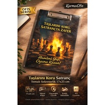 Taşlarını Koru Satranç Temalı Sekreterlik 17x25 Cm A5 Uyumlu Metal Klipsli Dayanıklı Clipboard
