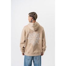 Respire Erkek Itsbyzey Nakışlı Kapüşonlu Oversize Hoodie Bej