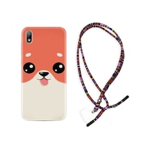 Huawei Y5 2019 Kılıf Rasta Boyun Askılı Sevimli Köpek 1731 Siyah