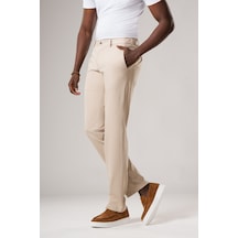 Ecer Slimfit Beli Yarım Lastikli Dokulu Likralı Yazlık Jogger Pantolon Krem