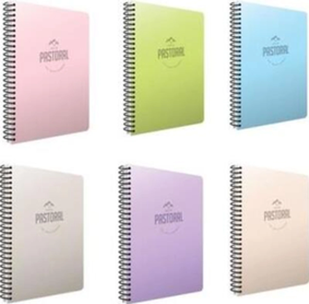 Pastoral 72 Yp. A4 Spiralli Pp. Kapak Defter - 3 Kareli , 3 Çizgili 6'lı Karışık Renk