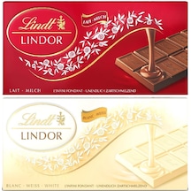 Lindor Sütlü & Beyaz Çikolata Tablet 100g X 2 Li Paket Yumuşak Dolgulu İsviçre Çikolatası