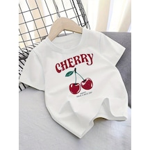 Uyguntarz Çocuk Happycherry Baskılıtasarım Tshirt Beyaz