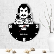 Kişiye Özel Çölüme Yağmur Oldun Tasarımlı Ahşap Duvar Saati - 3 Çok Renkli