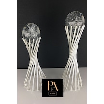 Gümüş K 2'li Ofis Metal Aksesuar Biblo Ev Salon Dekorasyon Obje