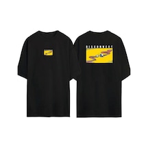 Thewert Unisex Dısconnect Ön Arka Baskılı Sıyah Oversize T-shirt Siyah