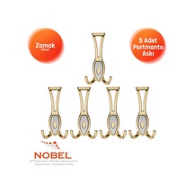 Zepli N Portmanto Askısı, Metal Vestiyer Askısı, Altin Matkrom, Duvar Ve Dolap Askılığı 5'li Set Vidalı Altın