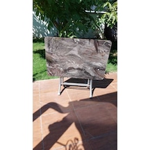 Dekoratif Katlanır Masa Bahçe Ve Çalışma Masası 60 90 Siyah Mermer