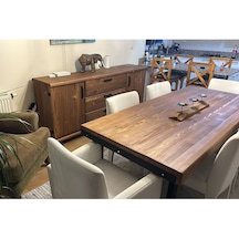 Doğal Ahşap Yemek Masası-70-120-76 Cm-kare Profil Ayak