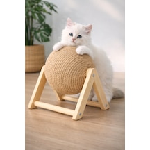 Kedi Tırmalama Topu Ahşap Ayaklı, Dayanıklı Kedi Oyuncağı