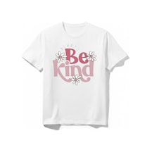 Urbantrendstore Be Kind Unisex Kız Çocuk Bisiklet Yuvarlak Yaka Basic Kısa Kollu %100 Pamuk Tişört Beyaz
