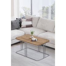 Lyon Orta Sehpa Gümüş Metal - Atlantik Çam Tabla